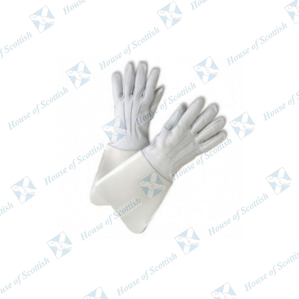 Drum Major Gauntlets - White Leather Gloves