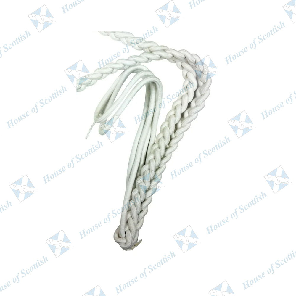 Aiguillette In White Cotton With Silver Tags