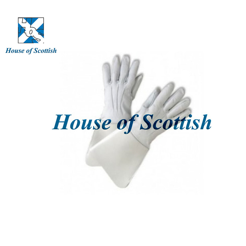 Drum Major Gauntlets - White Leather Gloves