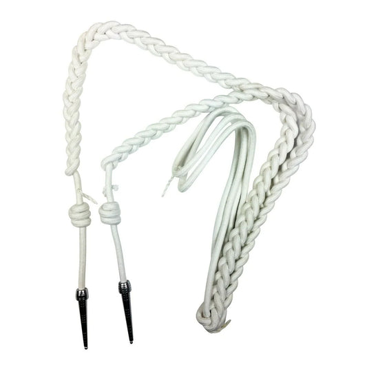 Aiguillette In White Cotton With Silver Tags